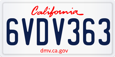 CA license plate 6VDV363