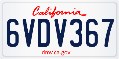 CA license plate 6VDV367