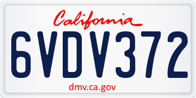 CA license plate 6VDV372
