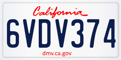 CA license plate 6VDV374