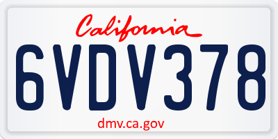 CA license plate 6VDV378