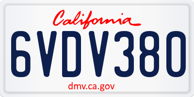 CA license plate 6VDV380
