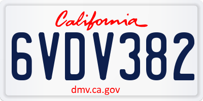 CA license plate 6VDV382