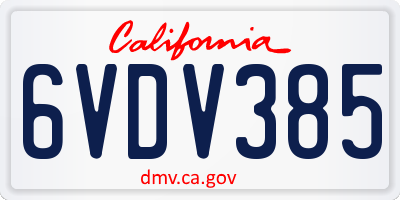 CA license plate 6VDV385