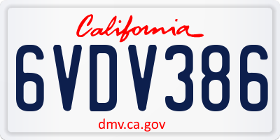 CA license plate 6VDV386