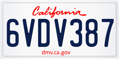 CA license plate 6VDV387