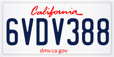 CA license plate 6VDV388