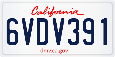 CA license plate 6VDV391