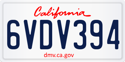 CA license plate 6VDV394