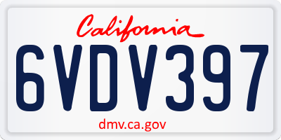 CA license plate 6VDV397