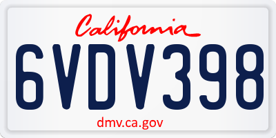 CA license plate 6VDV398