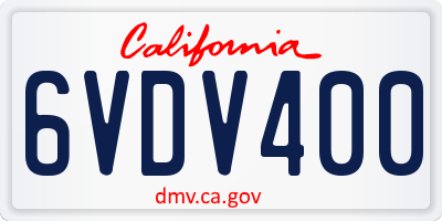 CA license plate 6VDV400