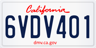CA license plate 6VDV401