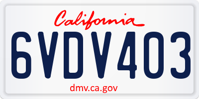 CA license plate 6VDV403