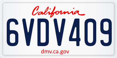 CA license plate 6VDV409
