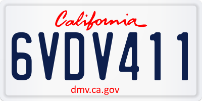 CA license plate 6VDV411
