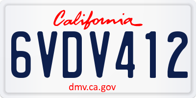 CA license plate 6VDV412
