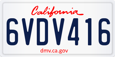 CA license plate 6VDV416