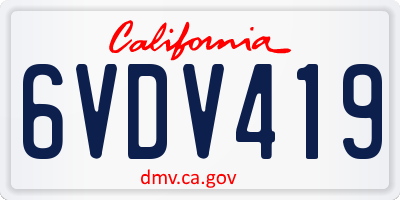 CA license plate 6VDV419