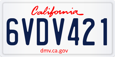 CA license plate 6VDV421