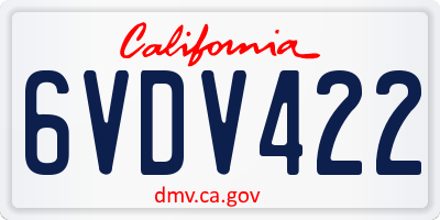 CA license plate 6VDV422