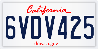 CA license plate 6VDV425