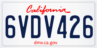 CA license plate 6VDV426