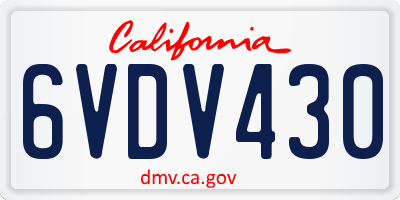 CA license plate 6VDV430