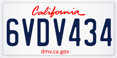 CA license plate 6VDV434