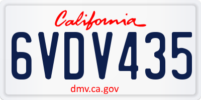CA license plate 6VDV435