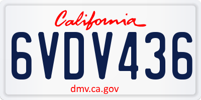 CA license plate 6VDV436