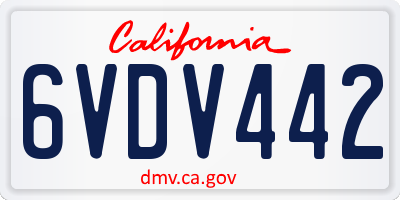 CA license plate 6VDV442