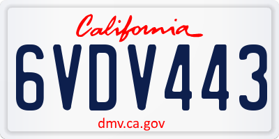 CA license plate 6VDV443