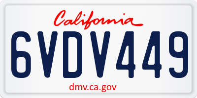 CA license plate 6VDV449