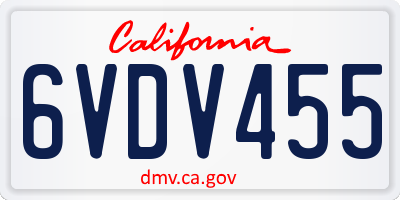CA license plate 6VDV455