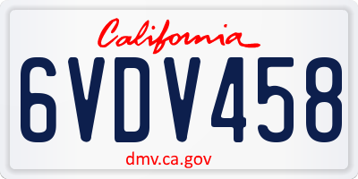 CA license plate 6VDV458