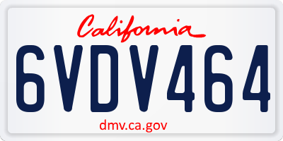 CA license plate 6VDV464