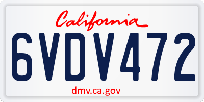 CA license plate 6VDV472
