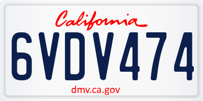 CA license plate 6VDV474