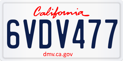CA license plate 6VDV477