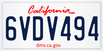 CA license plate 6VDV494