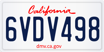 CA license plate 6VDV498