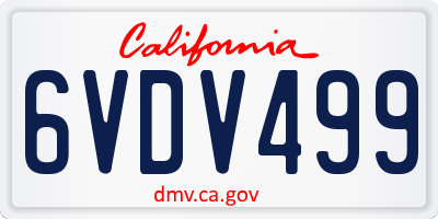 CA license plate 6VDV499