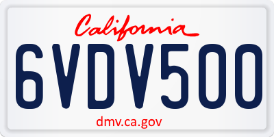 CA license plate 6VDV500