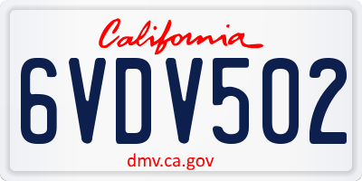 CA license plate 6VDV502