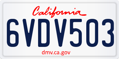 CA license plate 6VDV503