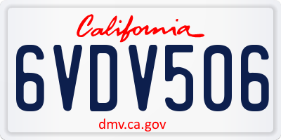 CA license plate 6VDV506