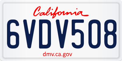CA license plate 6VDV508
