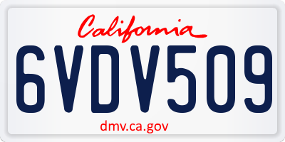 CA license plate 6VDV509