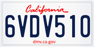 CA license plate 6VDV510